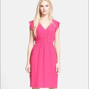 Kate Spade ♠️ | Pink Fluid Crepe Frill Dress